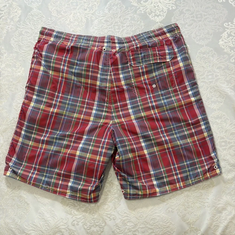 Lands End Reversible Plaid Men’s Swim Trunks Size Large
